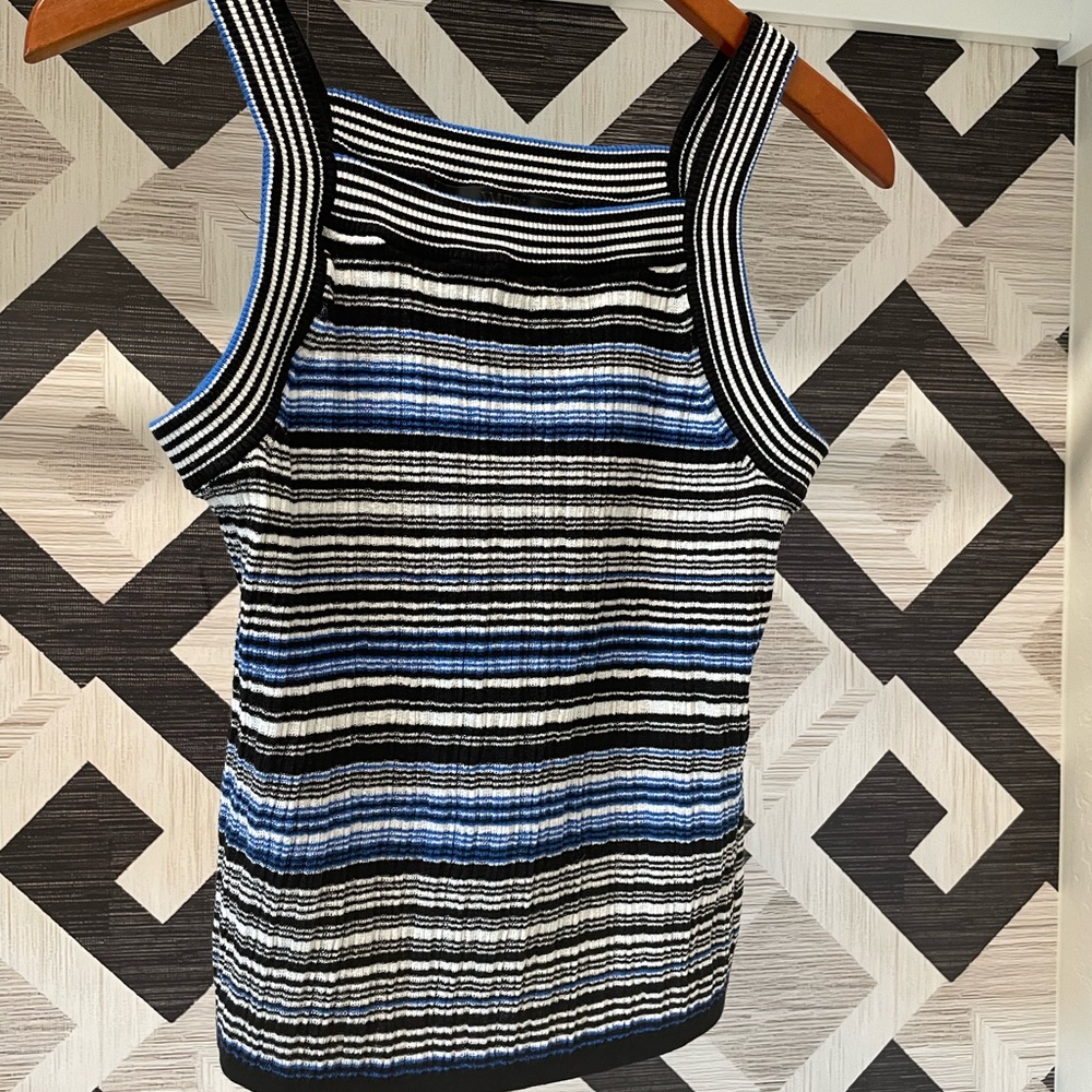 White House Black Market Black and White Striped Top